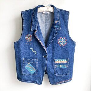 Blue-Eyed Bear Hand Painted Denim Vest